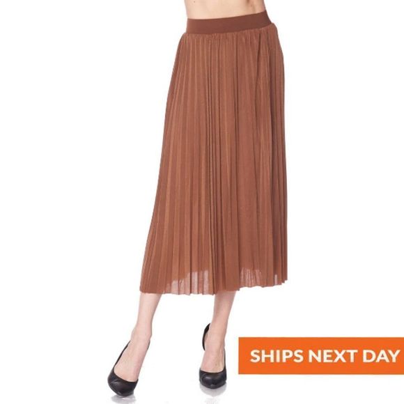 Solid Pleated Midi Skirt for women - Picture 1 of 1